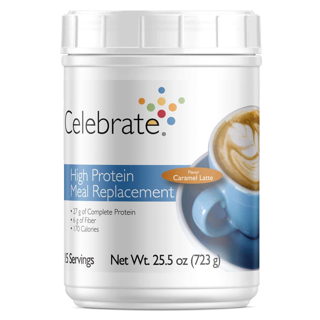 Juhlita vitamiineja runsaasti proteiinia Ateriankorvike Shake, 27 g proteiinijauhetta, 6 g kuitua, post-Bariatrinen leikkaus potilaille, Caramel Latte, 15 annosta