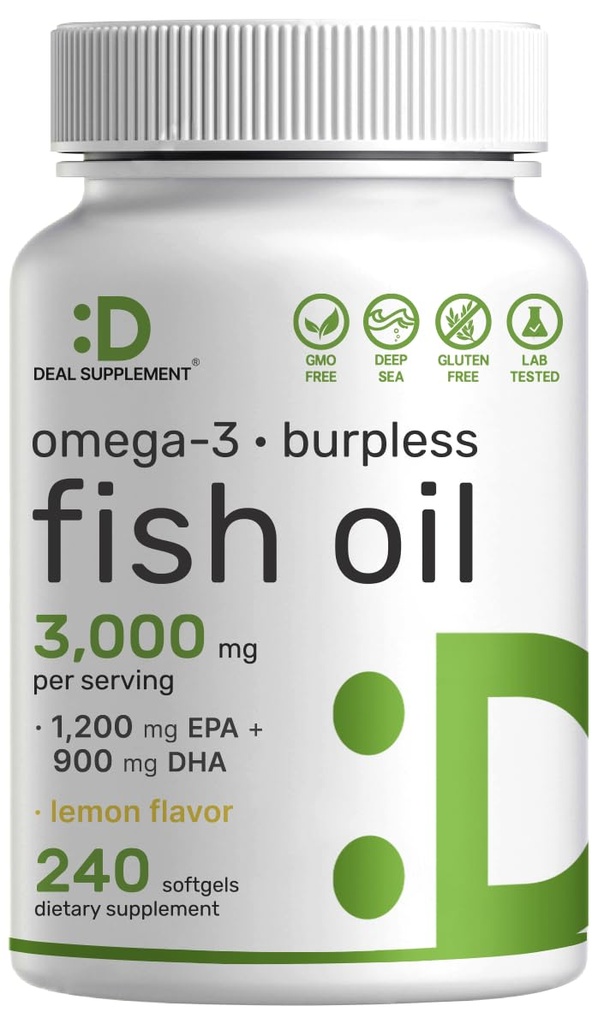 Deal Addition Omega 3 Fish Oil Lisäravinteet, 3 000mg per Serving, 240 Softgels ... EPA 1 200mg + DHA 900mg...