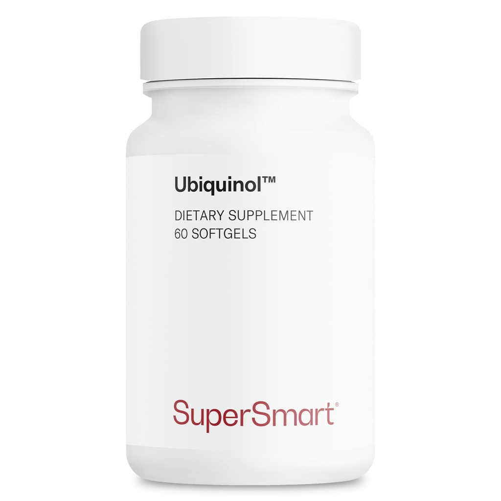 Supersmart Ubiquinol 200mg per dag (High Absorption) - Patented Keneka CoQ10 Supplement - Active Form of Coenzyme Q10 | Non-GMO & Gluten Free - 60 Softgels