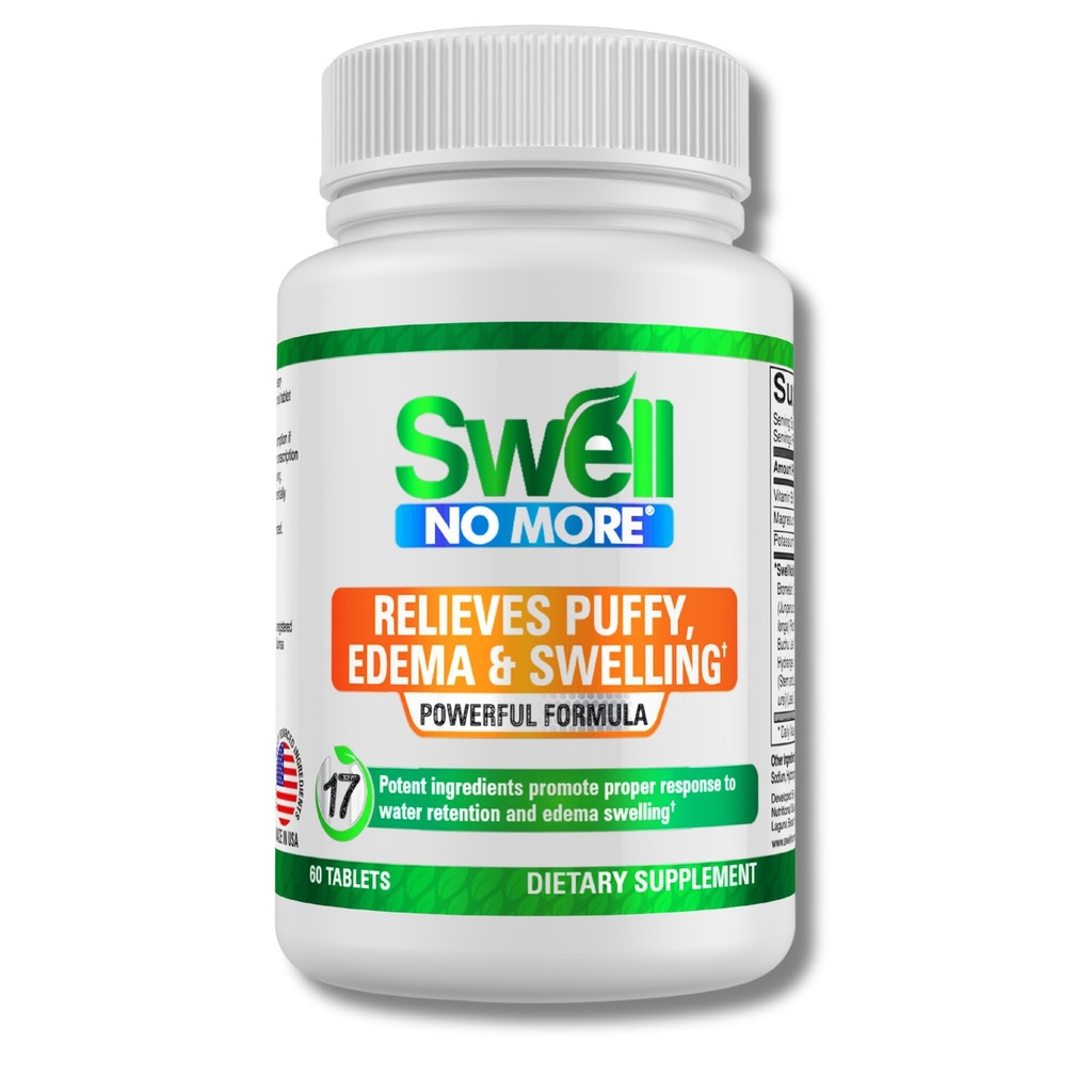 SwellNoMore Natural Supplement vähentää veden säilöönotto, turvotus, Puffy silmät, turvonneet jalat, turvonneet jalat, turvonneet nilkat ja muut tyypit Edema & turvotus, nopea & luonnollisesti -1 pullo (1 kuukausi Supply)