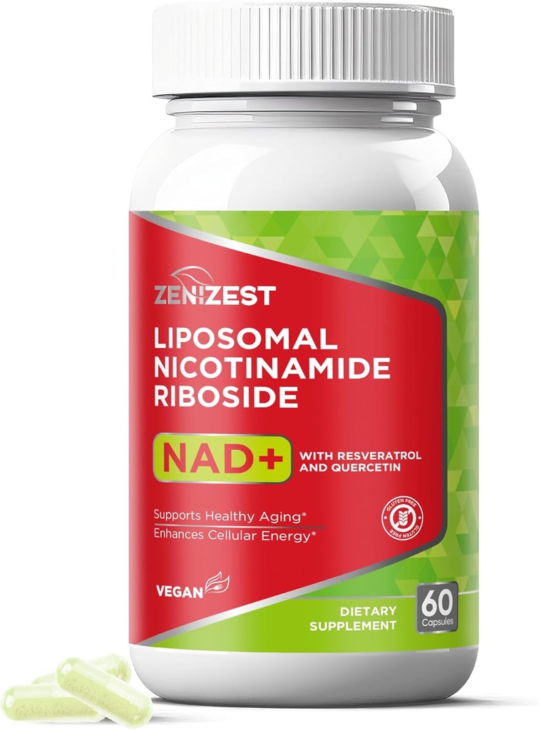 NAD+ Tillägg NMN Alternativ - Liposomal Nicotinamide Riboside med Resveratrol & Quercetin för anti Aging Cell Regeneration Energy Focus för Män Kvinnor Kvinnor