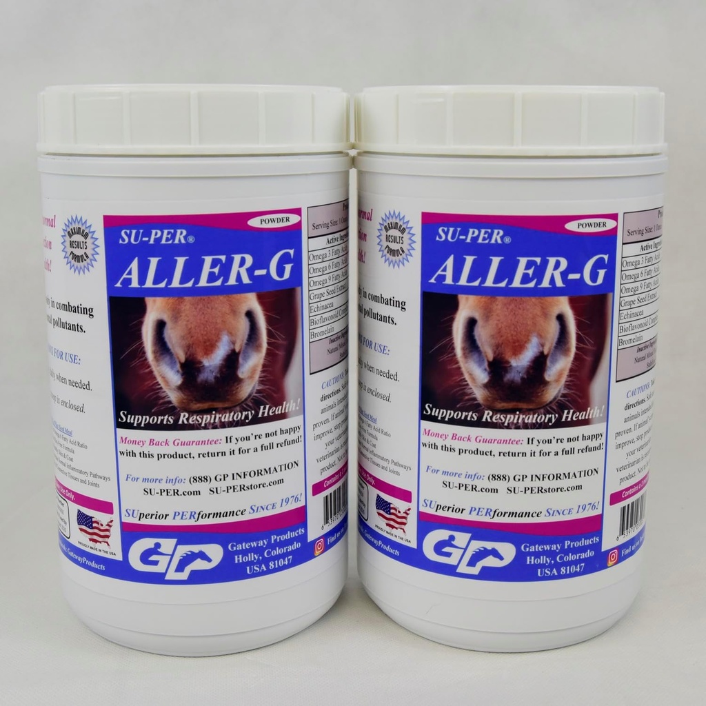 SU-PER Aller-G Hengitysteiden tuki hevosille - Hevosen Allergia täydentää Powder for Healthy Immune System & Keuhkojen tuki - Taistelee allergies & Environmental Epäpuhtaudet - 2,5 punta, (2 pakkaus)