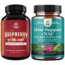 Bundle of Blend of Raspberry Ketones, Green Tea Extract och African Mango Potent Ingredients för att snabba upp viktminskning, Suppress Appetite & Burn Fat and Liver Support Supplement med NAC - Herbal Liver