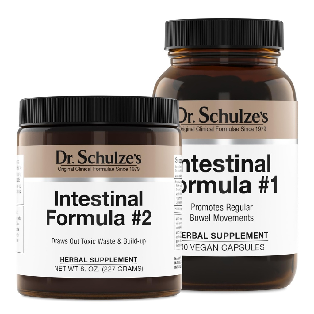 Dr. Schulzes Intestinal Formel #2 (8 Ounces) och Intestinal Formel # 1 kapslar (90 kapslar) - Organiska växtbaserade kosttillskott