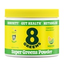 8Greens Super Greens Powder | Prebiotic & Probiotic Blend Superfoods for Gut Health, Metabolism, Debloating, med Fiber, Digestive Enzymes, Organic: Spirulina, Chlorella, Lemon Lime, 25 portioner