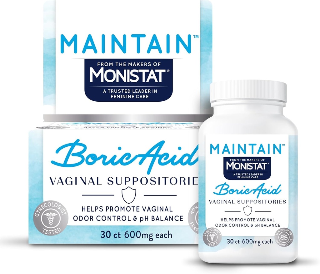 alkaen Makers of Monistat, Ylläpidä Boric Acid Suppositories naisille, Tuoksu-vapaa Lisää emättimen Odor Control ja pH Balance ilman ärsytystä, 30 Count