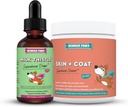 WONDER PAWS Milk Thistle Drops Plus Skin + Coat Soft Chews - för hundar lever och njursupport, Detox & Skin and Coat Health - Milk Thistle 2 Ounces - Hud + Coat 70 Chews