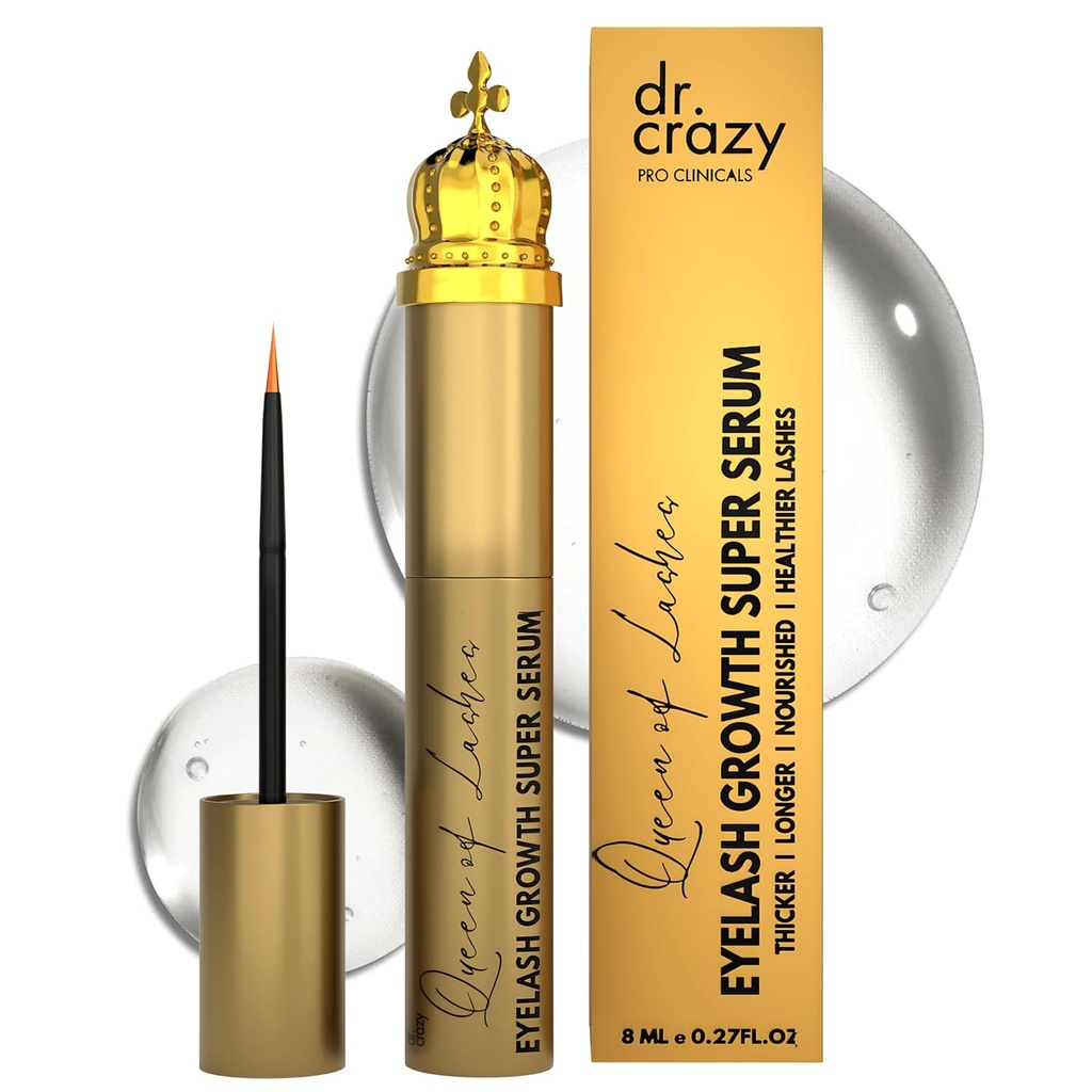 Queen of Lashes Peptide kasvu seerumi - Lash & Brow Enhancer Peptides & Ginseng juuriuute - Hormoniton, silmälääkäri testattu Formula pidempi, Fuller Lashes (8 ml)