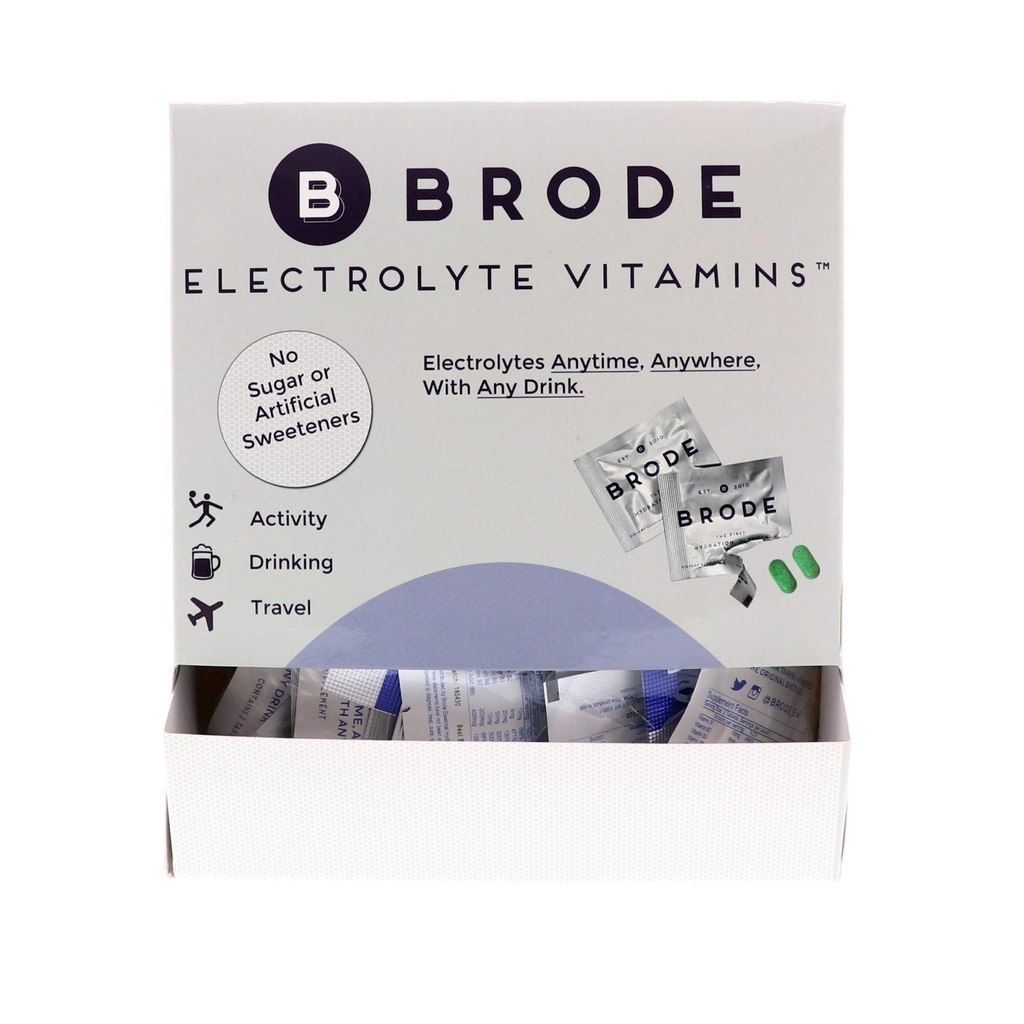 Brode Electrolyte Vitamiini - Portable Zero-Sogar Electrolyte Tabletit - urheilu, yöelämä, Jet Lag, 5 Essential Electrolytes + 9 Vitamiineja 100-pakkaus