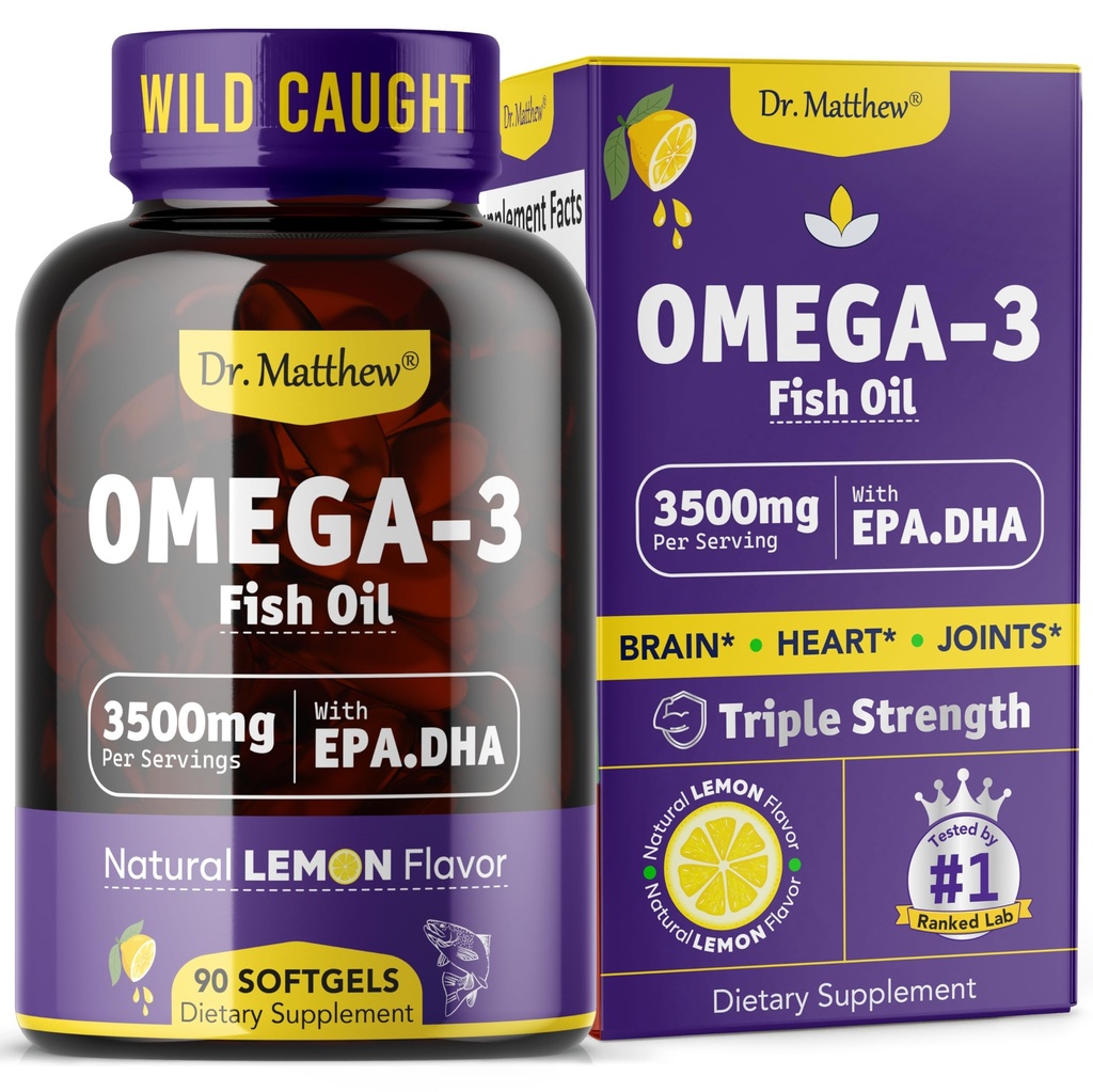 Omega-3 Fish Oil, 3500 mg, High EPA & DHA ... Ei kalamaista makua, helppo niellä, Burpless, Natural Lemon... tukee sydäntä, aivoja ja yhteistä terveyttä...