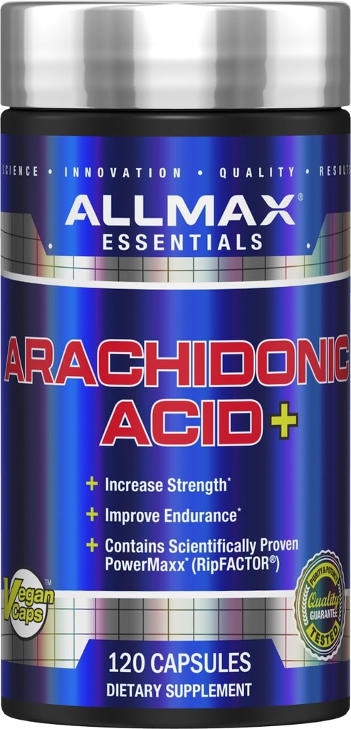 ALLMAX Essentials Arachidonic Acid+ - 120 kapselia - lisää voimaa ja parantaa kestävyyttä - Gluteeniton - 30 tarjoilua