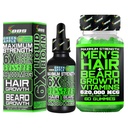 Beard Growth Kit w/6X Liquid BIOTIN Supplement med Collagen Peptides + 620,000mcg 14-i-1 BIOTIN Gummies/Beard Growth Vitamins & Hair Growth Vitamins för Män - Formulerad i Amerika