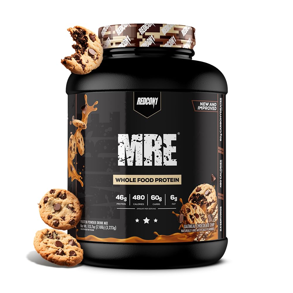 REDCON1 MRE Protein Powder, kaurapuuroa Suklaa Chip - Ateriankorvike Protein Blend Valmistettu MCT Oil & Whole Foods - Proteiini luonnollisia ainesosia tukea lihasten Recovery (25 tarjoilua)