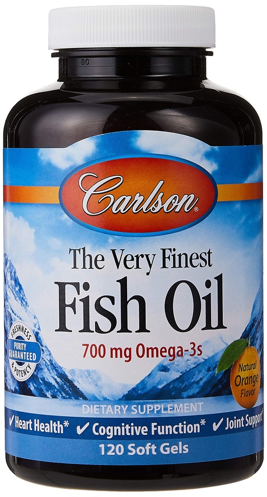 Carlson Erittäin Finest Fish Oil Orange 120 + 30 Softgels, 700 mg (voi olla pureskella)
