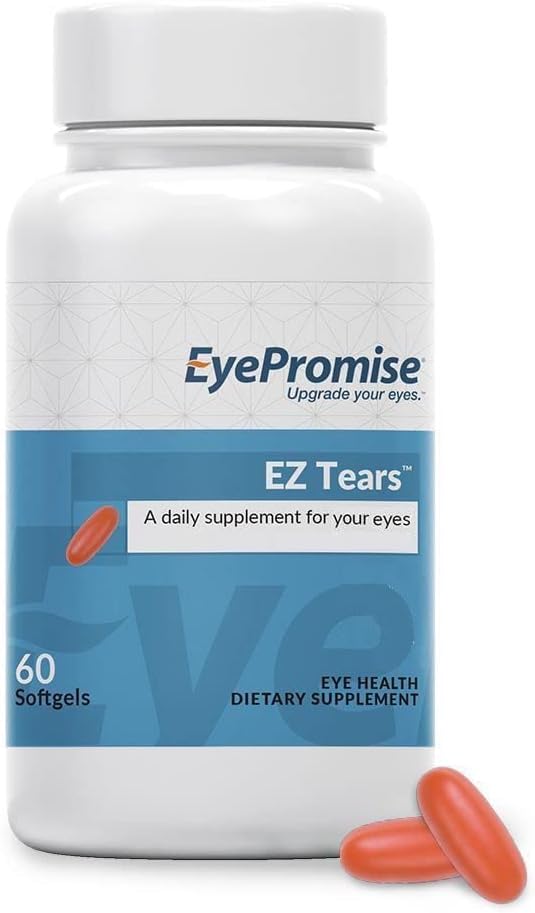 EyePromise EZ Tears Eye Vitamin - 60 Softgels, 30-Day Supply - Eye Supplement med Omega 3s, Primrose Oil & Turmeric Root Extract - Targets Eye Irritation, Dryness, Itchiness & Redness