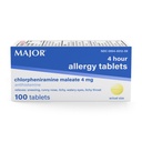 MAGOR 4 Mg Allergiatabletit - Klorfeniramiini Maleaatti 4- tunnin allergialääkkeet - Antihistamiini Aivastelun, kutiava vetisten silmien, kutiava kurkku ja Runny Nenä - 100 Count (1 Pack)