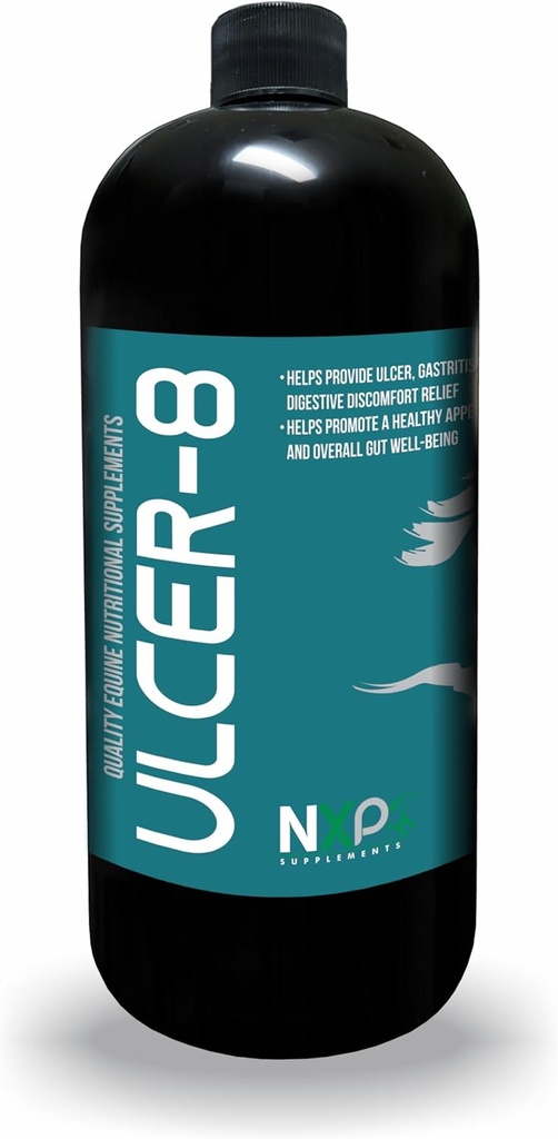 Ulcer-8 - Ulcer Gastriitti & Colic Relief Ruokahalun lievittäminen lisäravinteet hevosille NXP täydentää - 1 neljännes (32 oz)