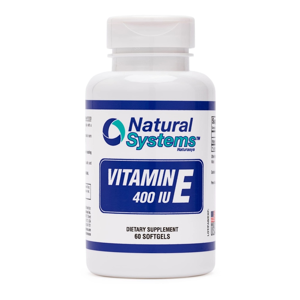 E-vitamiini E 60 Softgels 400 IU by Natural Systems - E-vitamiini täydentää Immunomy System Support * - E-vitamiini Softgels Ihonhoito - Luonnollinen E-vitamiini ei-sokeri, ei-keinotekoisia makuja tai säilöntäaineita