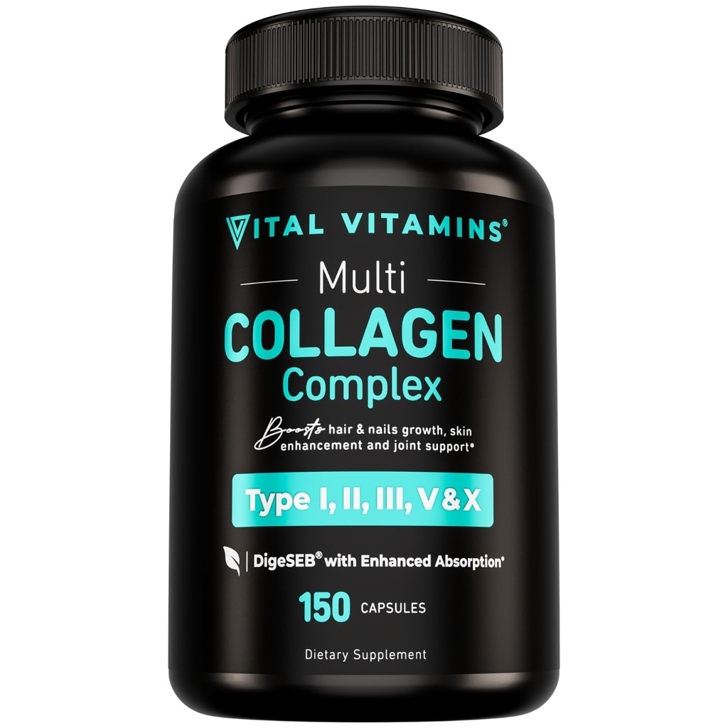 Vitaalivitamiinit Multi Collagen for Women & Men - tyyppi I, II, III, V, X - Grass Fed, non-GMO - 150 kapselia
