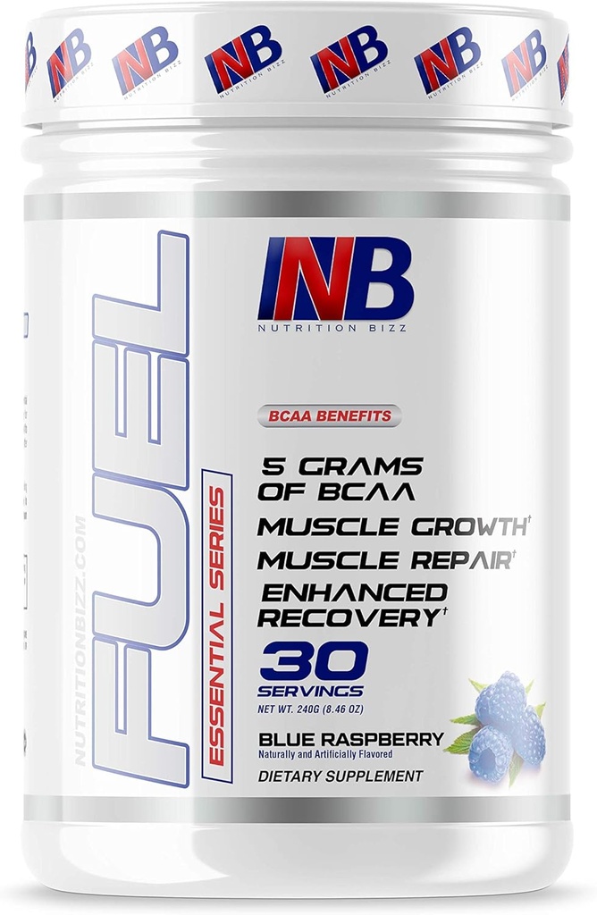 BCAA Powder, 5 Grams av BCAAs Aminosyror, Post Workout Recovery Drink för muskelbyggnad, återhämtning och uthållighet, 30 portioner (Blue Raspberry)