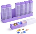 Viikottainen pilleri Organizer 3X a Day, Irrotettava pillerilaatikko 7 Päivä, Suuri 3 Kertaa Päivittäinen pilleri tapauksessa, Matka pilleri säiliön haltija, Viikko Lääkkeet Disperser Pillbox vitamiini täydentää lääketieteen, Violetti