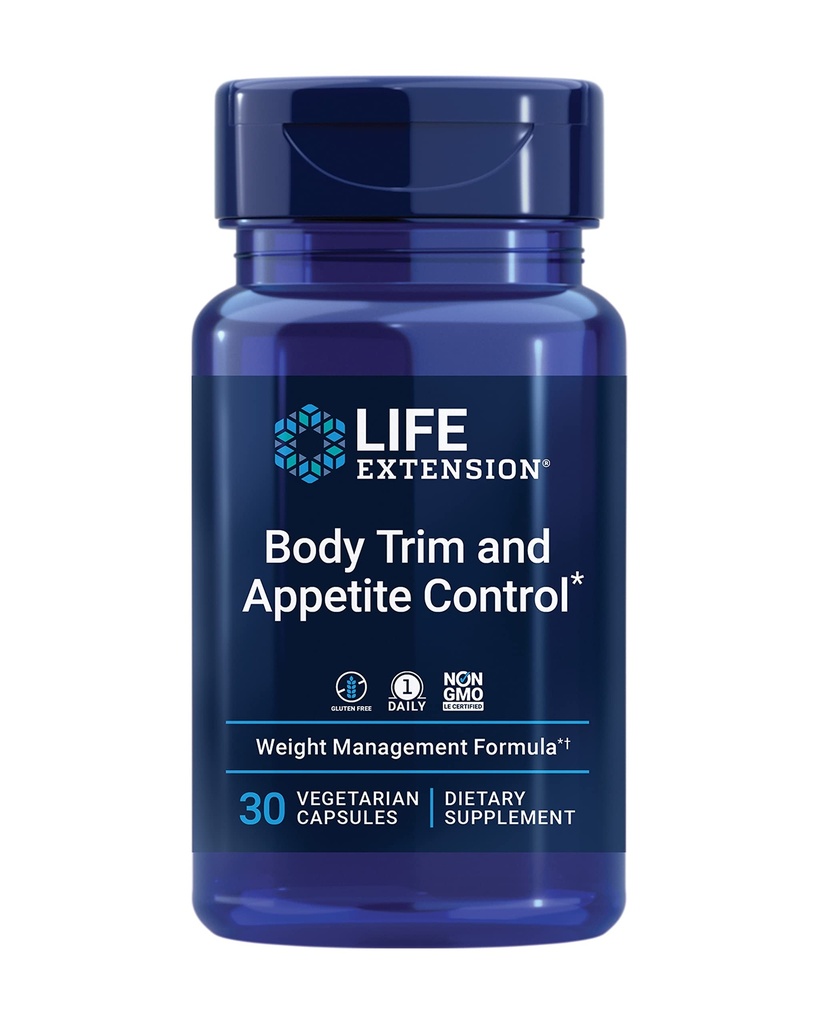 Life Extension Body Trim och Appetite Control, Lemon Verbena, Hibiscus, hälsosam vikt, främjar mättnad, vikthantering, glutenfri, icke-GMO, 1-Daily, vegetarisk, 30 kapslar
