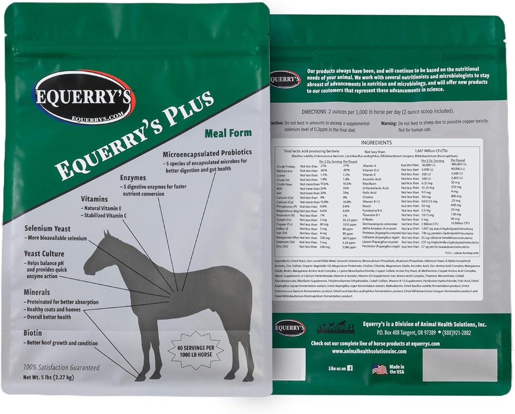 Equerry Plus Horse Supplement - Tehostettu tuki probiootit digestio, vitamiinit, ja mineraalit - valmistettu USA - 5 lb