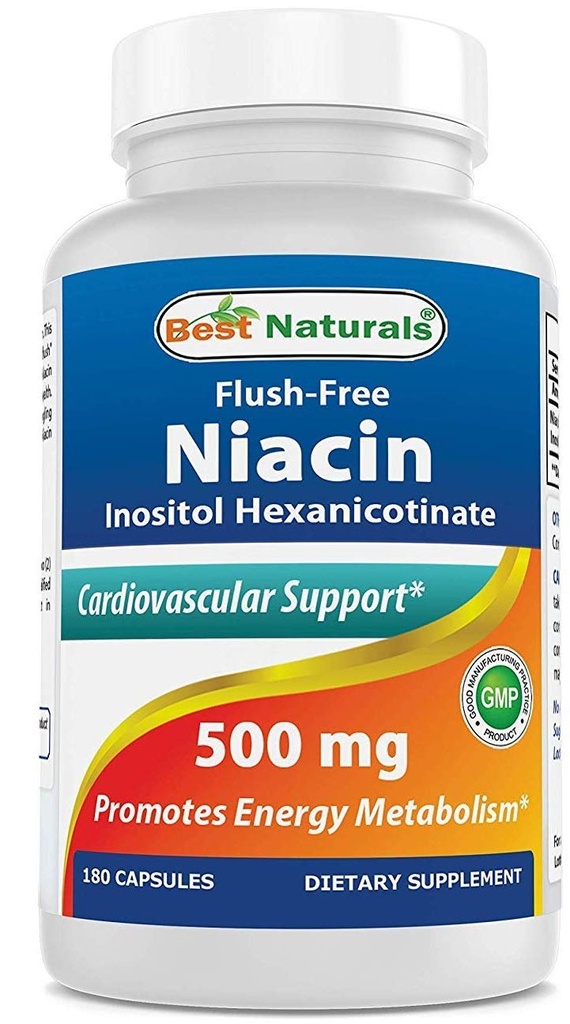 Best Naturals Flush-free Niacin Inositoli Heksanikotiiniaatti 500 mg 180 kapselia