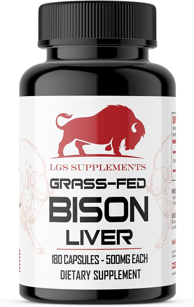 Ruoho Fed Bison Maksa kapselit Tukee energian tuotanto, Vieroitus, Digestio, Immuniteetti, Luonnollinen rauta ei-GMO, Pakaste kuivattu maksan terveys täydentää, 3000mg