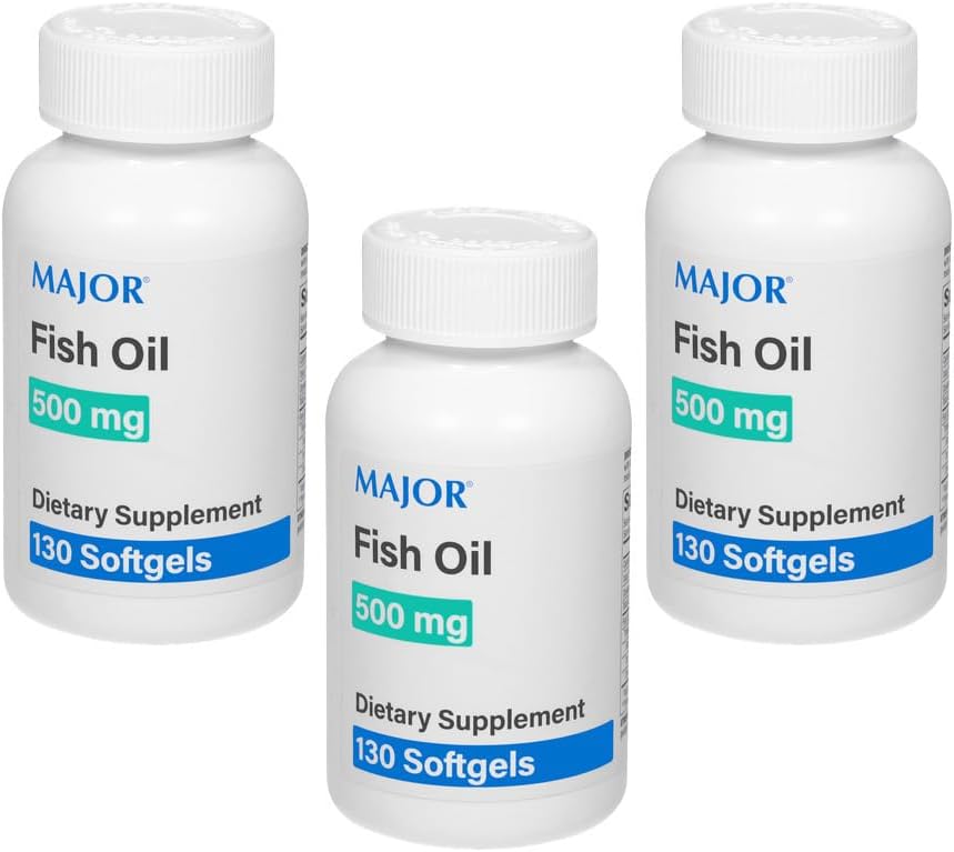 MAJOR Fish Oil 500mg Softgels - Omega-3 Fish Oil Supplement - Ravintolisä - 130 Count (3 Pack)
