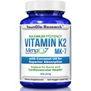 Vitamin K2 MK7 (MenaQ7) 100 mcg w / kokosolja för överlägsen absorption, kosttillskott, 120 Vegan flytande kapslar för att stödja benstyrka och densitet för vuxna kvinnor och män