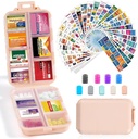 14 Grids Travel Pill Organizer Box 415-Pcs Medicine Nimi Labels - Tasku Päivittäinen farmaseuttinen Case Container Kit - Matka lääkkeiden haltija Dispender Fish Oil Vitamiin Storage - Vaaleanpunainen