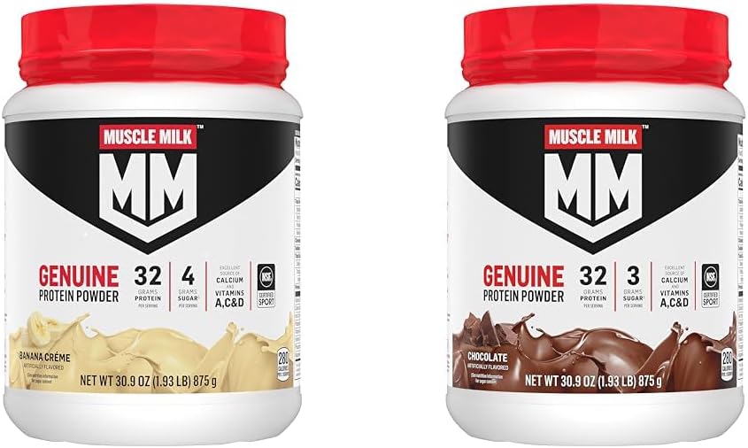 Lihasmaito Aito proteiini Powder Bundle, banaani Crème 1,93 punta 12 Tarjoilut 32g proteiinia ja suklaata 1,93 punta 12 Tarjoilut 32g proteiinia