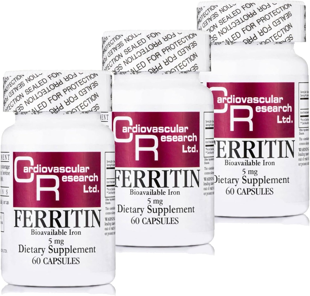 Kardiovaskulaarinen tutkimus Ferritin rauta Supplement naisten ja miesten 5 mg 180 kapselia - 3 pullo Bundle