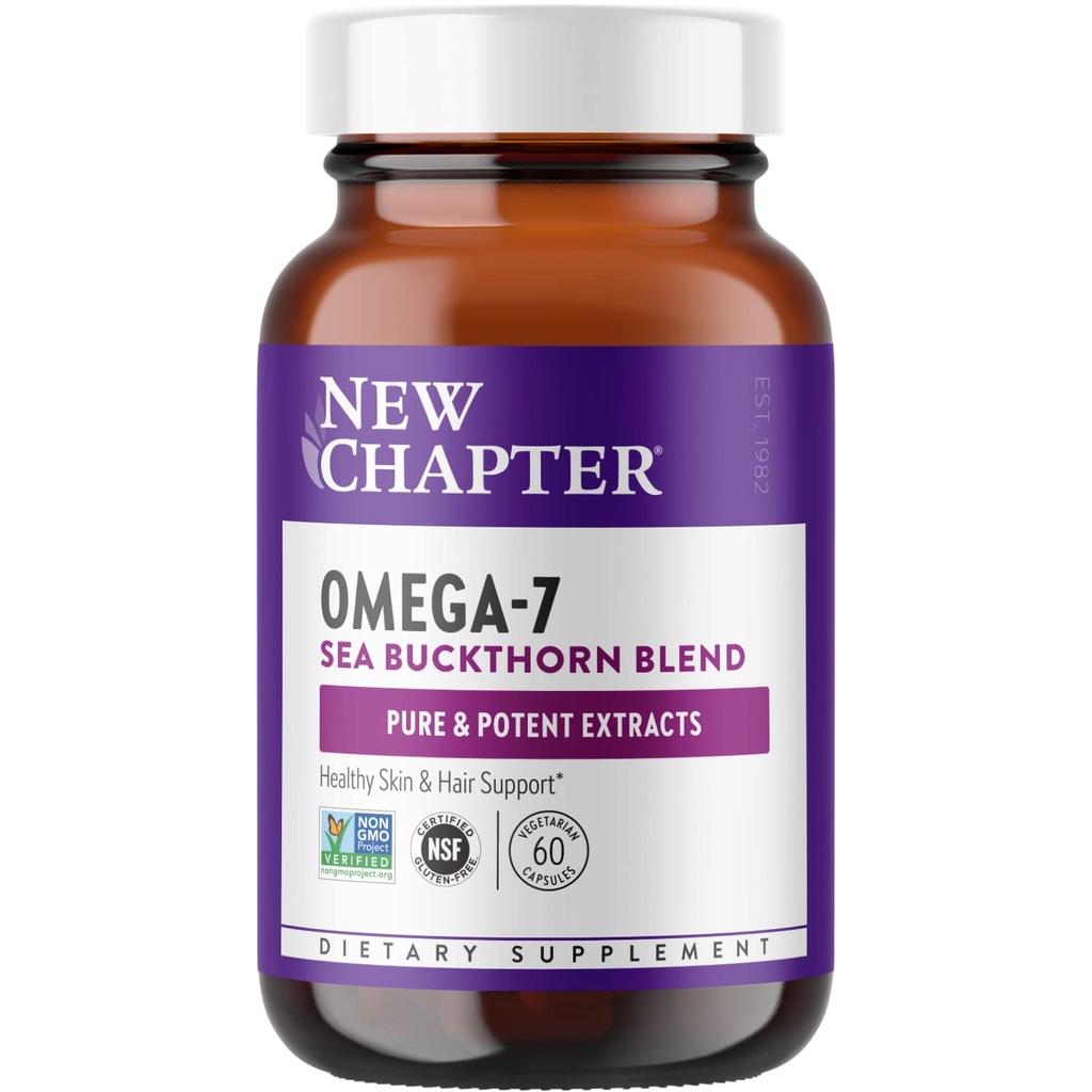 Nya kapitel Supercritical Omega 7 med Sea Buckthorn + Plant Sourced Fatty Acids + Omega 7 + Non-GMO Ingredienser - 60 Vegetariska kapsel