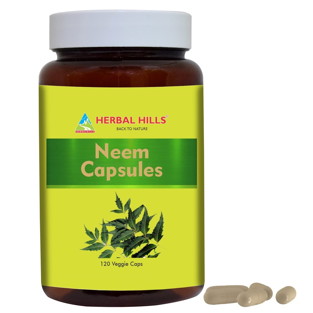HERBAL HILLS Neem kapselit 120 Vegie kapselit Neem Leaf Azadirachta Indica 700 mg jauhe ja uute Blend kapselissa