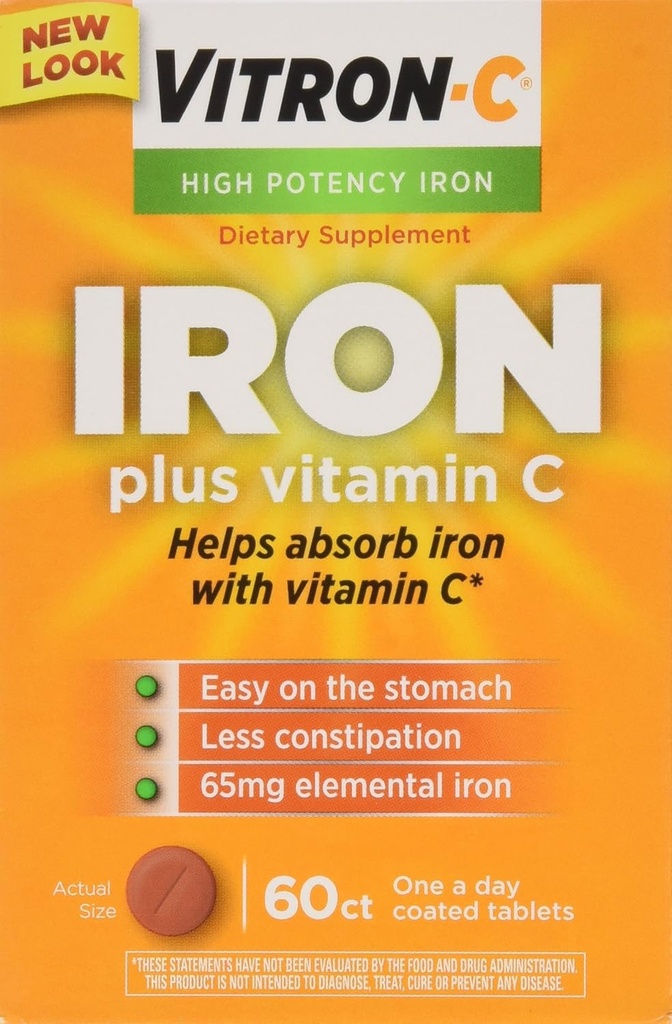 VITRON-C High Potency Iron Plus C-vitamiinitabletit - 60 Ea - 3 pakkaus