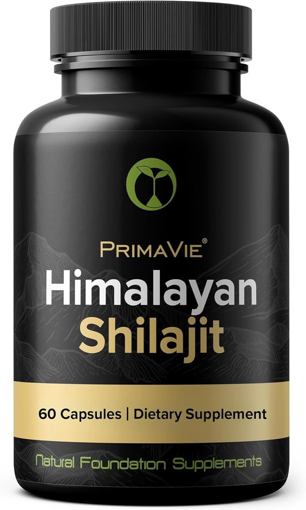 Shilajit Kapselit Korkea vahvuus Puhdistettu Primavie Shilajit Sadotettu 10 000 jalka Himalajan vuorilta Rikas Fulvic Acid & Trace Minerals 3rd Party Tested 100% Natural Made in the USA (60)