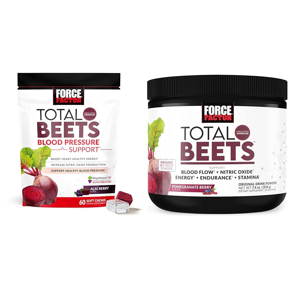 Force Factor yhteensä Beets Verenpaine Tuki täydentää Beet Powder & Total Beets Drink Mix Superfood Powder kanssa nitraatit tukea verenkiertoa