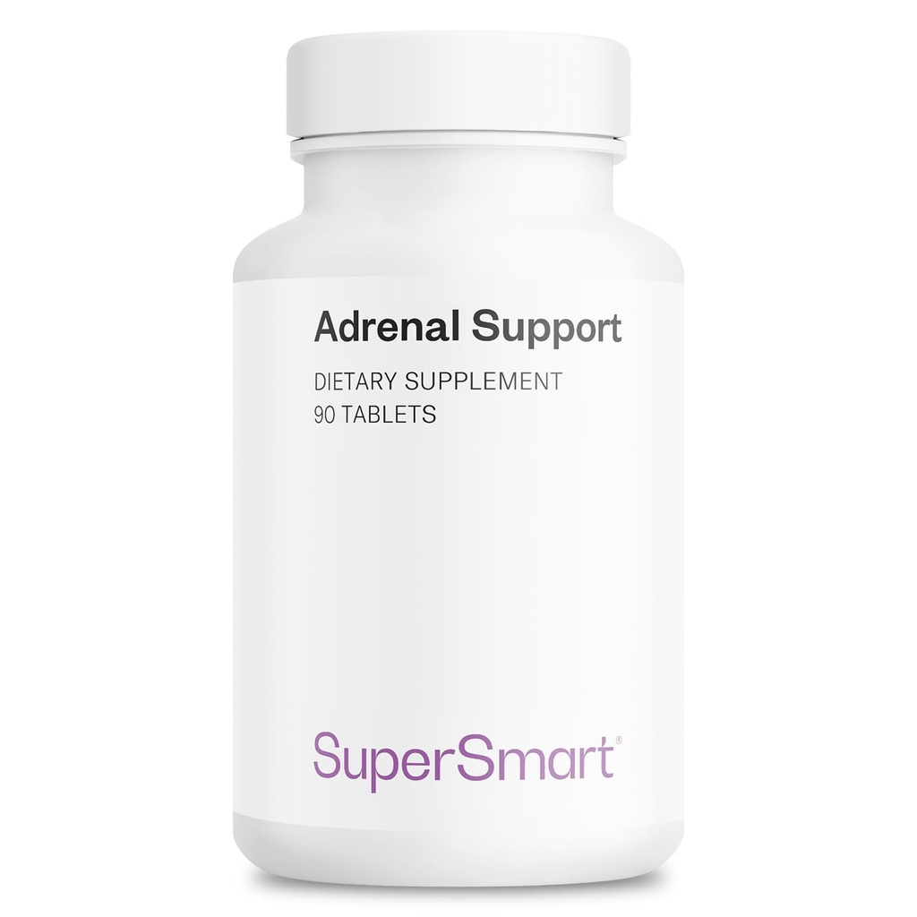 Supersmart - Adrenal Support (Avancerad Formel) - med Rhodiola Rosea, Holy Basil Tulsi, Magnesium - Adaptogenic Herbs Supplement | Non-GMO & Gluten Free - 90 tabletter