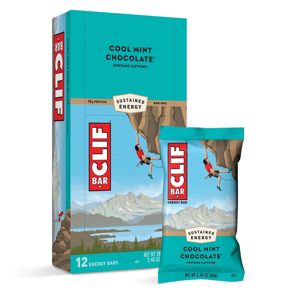 CLIF BARS - Energy Bars - Cool Minttusuklaa - Kofeiini - Valmistettu luomukakaura - Kasvisruoka - Kasvisruoka - Kosher (2,4 Ounce Protein Bars, 12 Count) Pakkaus Toukokuu Vary