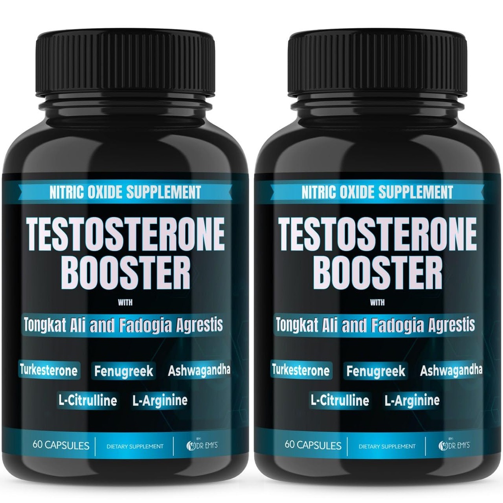 Dr. Emyn (2 Pack Testosteroni Booster-Tongkat Ali Fadogia Agrestis Typpioksidi Ashwagandha täydentää miesten L Arginine Citroline Fenugreek - Turkesterone Pre Treenout Pump (120 kapselia)