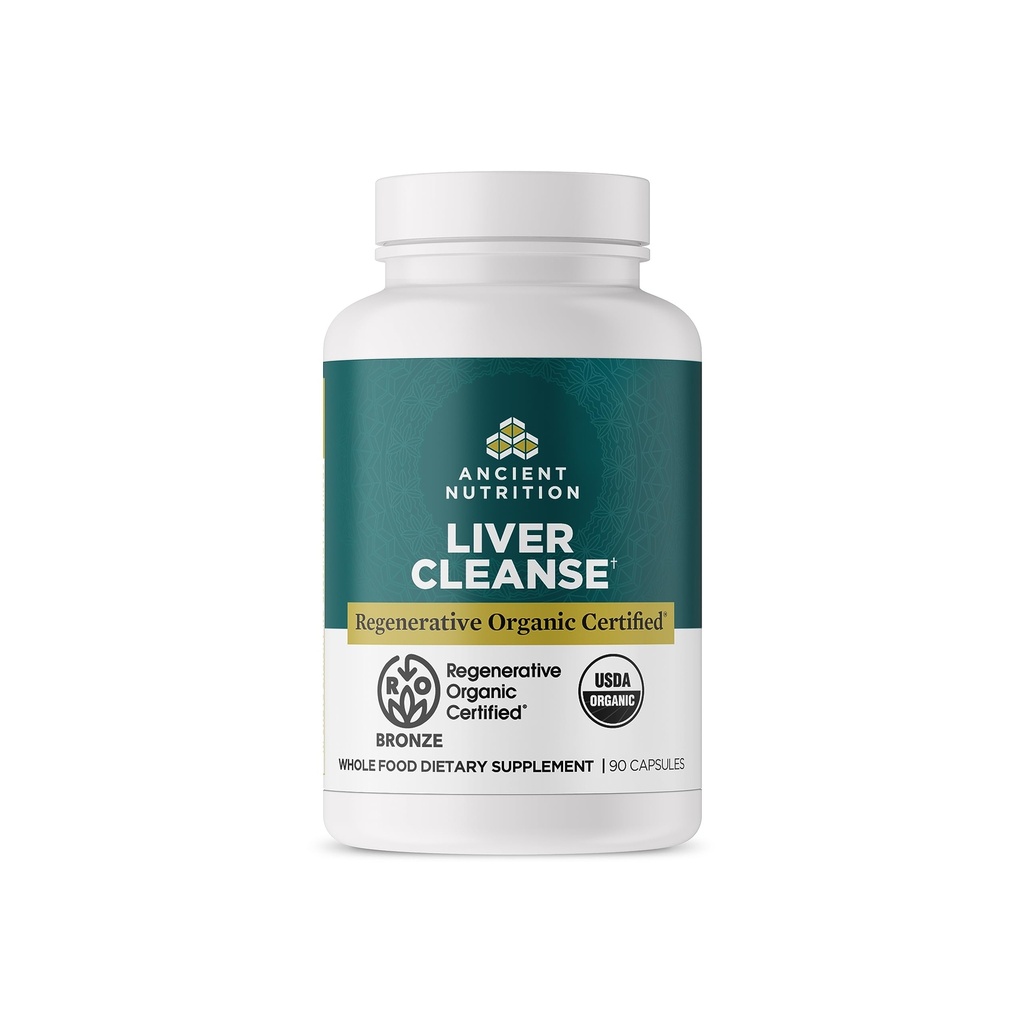 Ancient Nutrition Regenerative Organic Certified Liver Cleanse Supplement, Ancient Herbals Liver Cleanse with Milk Thistle, Burdock Root & Reishi for Optimal Liver Support, Gluteeniton, 90 kreivi