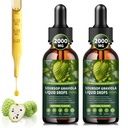 (2 pakkaus) Soursop Graviola Liquid Drops 2000mg, 98% Imeytyminen solujen tuki- ja regenerointi, immuuni Boost, maksa, kasviperäistä hyvyyttä, Soursop Bitters Liquid-Sugar/Gluten Free, Natural Flavor, 4 Fl Oz