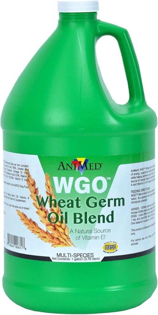 AniMed WGO Vehnä Germ Oil Blend hevosille ja koirille (1 Gallon pullo)...