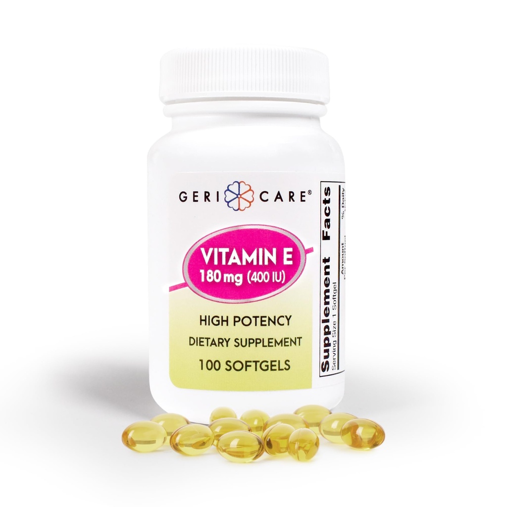 GeriCare High-Potency E-vitamiinikapselit 400 IU iho- ja immuunitukeen, 180 mg 100 Count E-vitamiini naisille ja miehille
