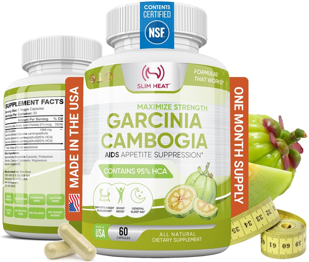 100% ren Garcinia Cambogia extrakt med 95% HCA - Hantera matbehov - Bästa Carb Blocker för kvinnor och män - Max Styrka Garcinia Cambogia Raw Diet Pills Made i USA - 60 Veggie kapslar