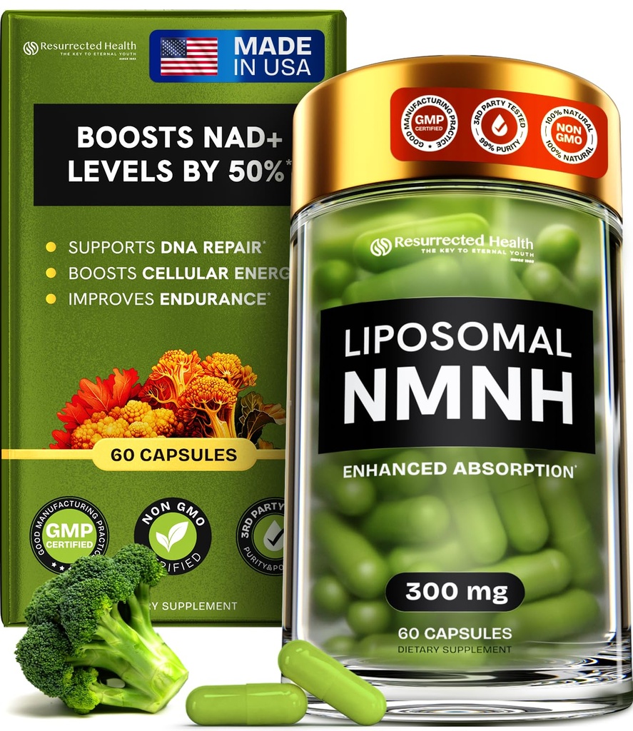 Liposomal NMNH Supplement (Dihydronikotinamidi Mononukleotidi) - Korkea puhtaus NAD ikääntymistä, energiaa, Focus - Pure NMNH Organic 60 kapselia - 300 mg