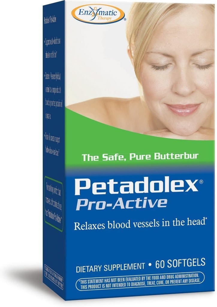Naturens sätt Petadolex Pro-Active, Blood Vessel Health och Relaxation i hjärnan med Patented Butterbur *, 60 Softgels