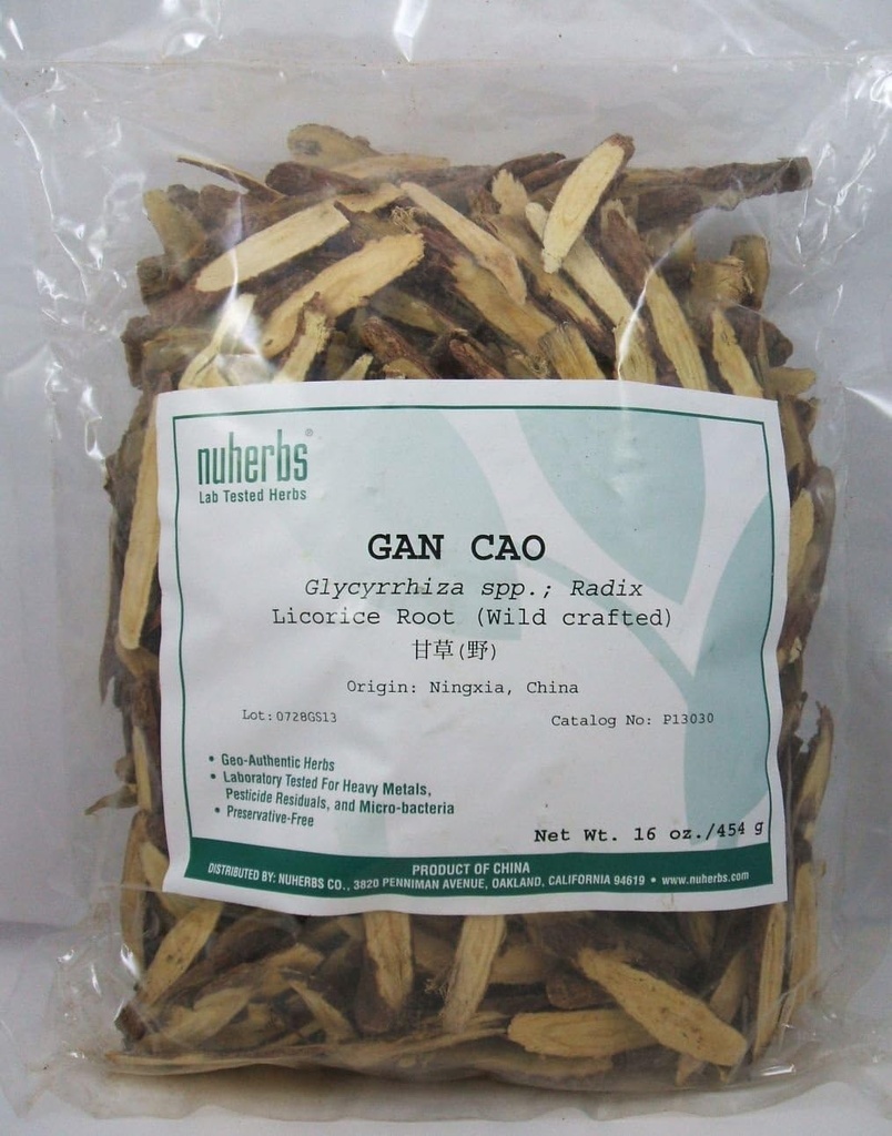 Lakritsi juuri - viipaloitu muoto (Gan Cao) 1 punta - Wildcrafted, Lab testattu - Nuherbs